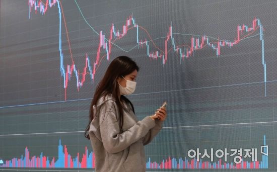 서울 서초구 빗썸 고객지원센터 시세 전광판의 모습
