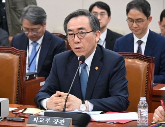 24일 국회에서 미국 에너지부가 한국을 민감국가로 지정한 문제와 관련 현안질의 등을 위해 열린 외교통일위원회 전체회의에서 조태열 외교부 장관이 의원 질의에 답하고 있다. 2025.3.24 김현민 기자