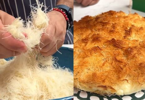 쿠나파는 중동식 국수인 카다이프를 잘게 부숴 튀기고 볶은 뒤 달콤한 시럽이나 치즈를 곁들여 먹는 과자다. 인스타그램 캡처
