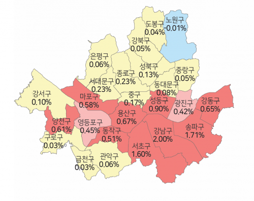 3월 서울 매매가격지수 변동률. 한국부동산원 제공