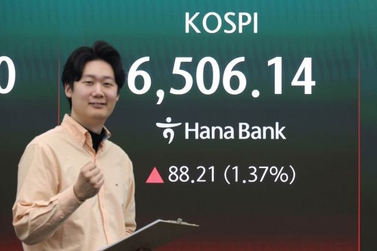 코스피, 사흘째 최고치로 마감…장중 6500선 '터치'