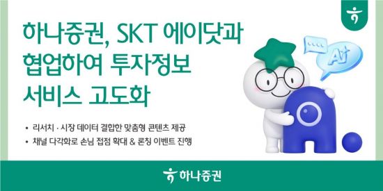 하나증권, SKT 에이닷과 손 잡았다…투자정보 서비스 강화