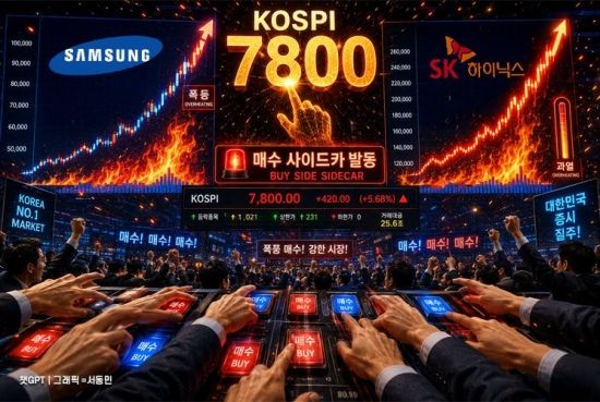 '7800선 터치' 코스피, 매수 사이드카 발동…불타는 '삼전닉스'