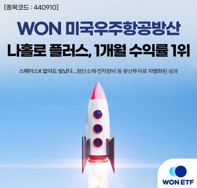 우리운용, WON 미국우주항공방산 1개월 수익률 1위