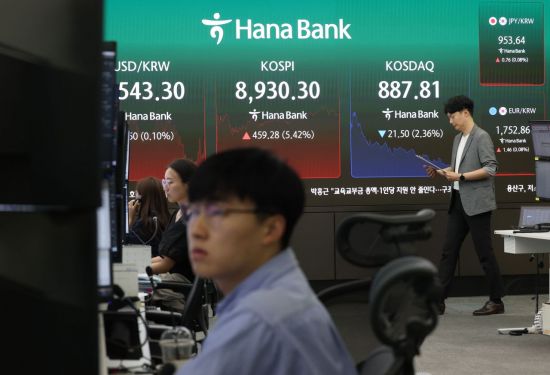 코스피 5% 반등…코스닥은 2% 넘게 하락