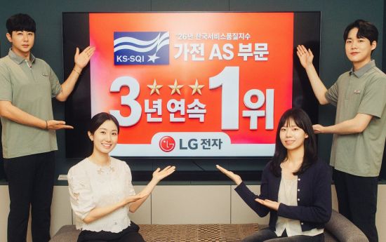 LG전자, 한국서비스품질지수 가전제품 A/S 부문 3년 연속 1위