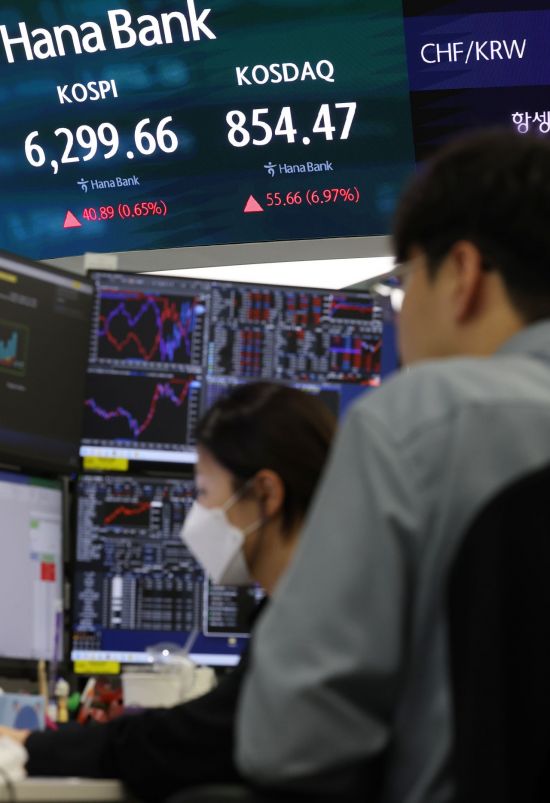 코스피, 기관·개인 순매수에 강보합…코스닥 6%대 급등