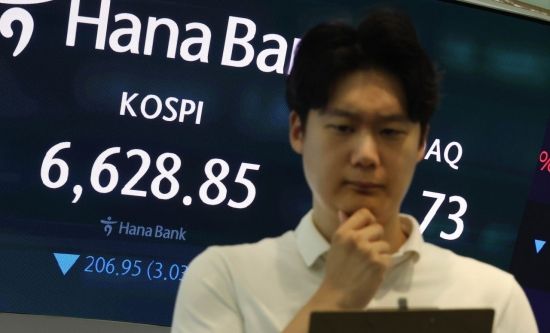코스피, 유가·금리 부담에 4%대 하락 마감