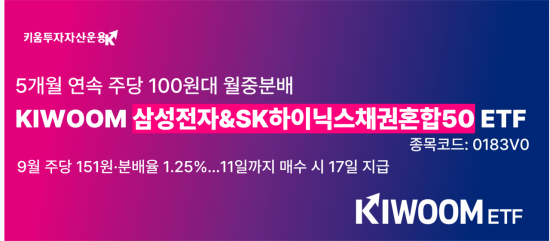'KIWOOM 삼성전자&SK하이닉스채권혼합50' ETF, 9월 분배금 주당 151원