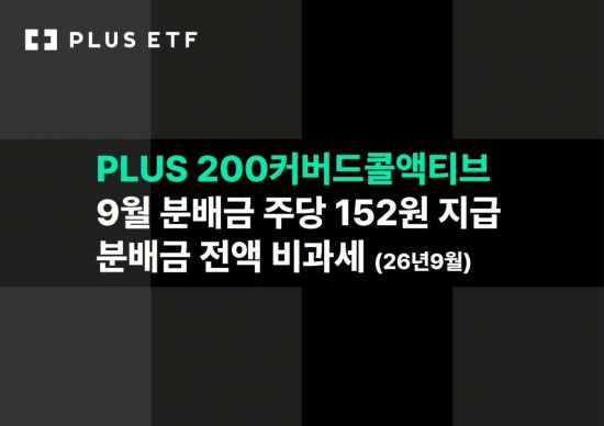  'PLUS 200커버드콜액티브' ETF, 9월 분배금 주당 152원