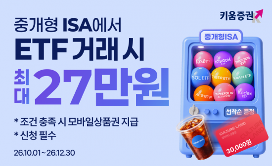 ISA로 ETF 사면 상품권이…키움증권, 9개 운용사와 이벤트