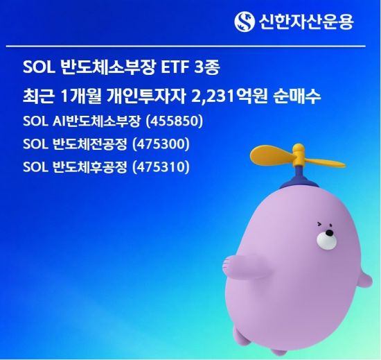'SOL 반도체 소부장' ETF 3종, 최근 1개월 개미 2231억원 순매수