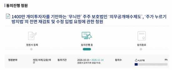 "대주주 먼저" 의무공개매수에 개미도 반발…재검토 국민청원