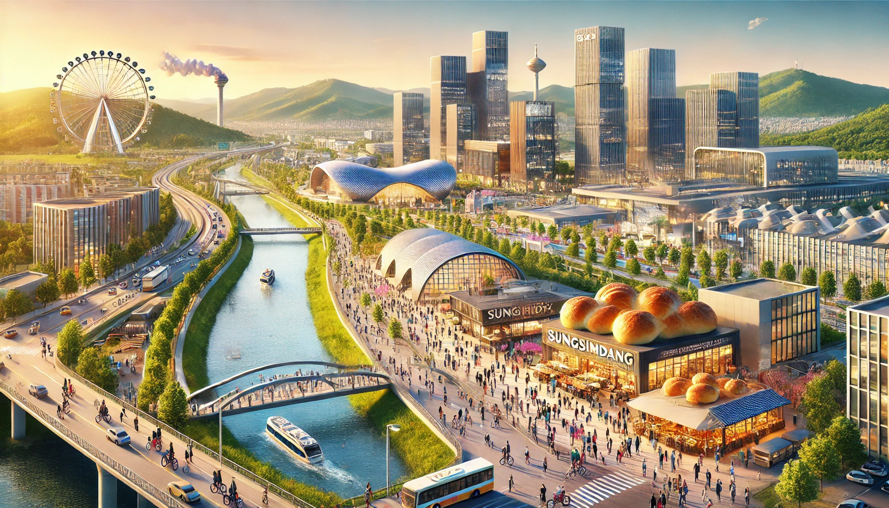 An image generated by instructing ChatGPT with "Draw the image of Daejeon as you imagine it."