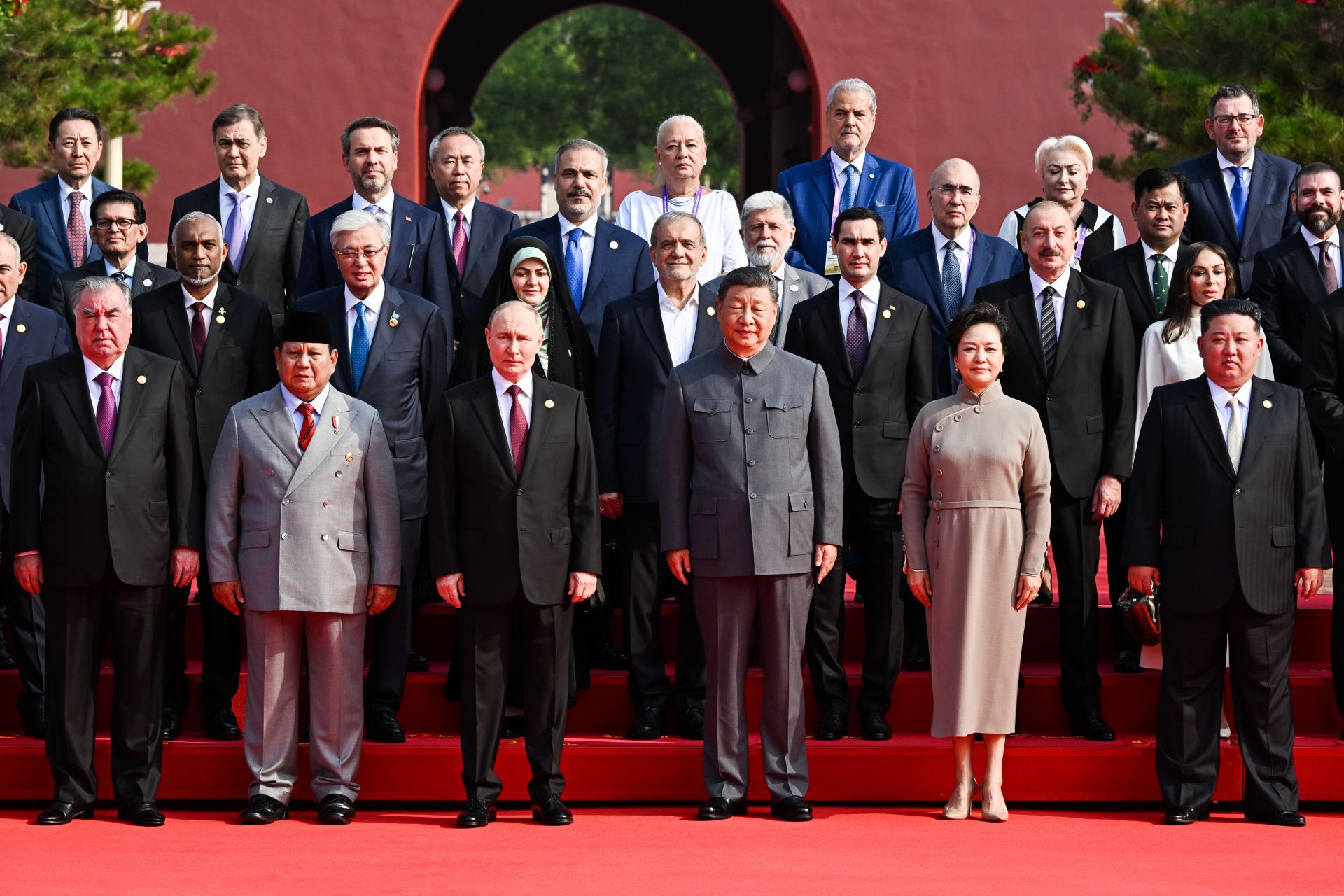 Leaders of North Korea, China, and Russia stood side by side
